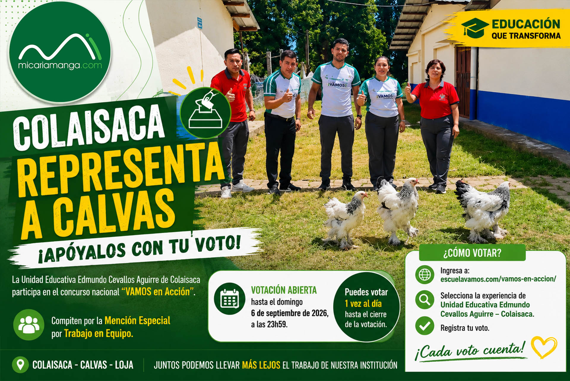 Unidad Educativa Edmundo Cevallos Aguirre de Colaisaca participa en concurso nacional VAMOS en Acción
