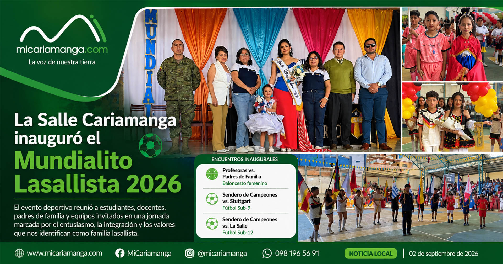 Inauguración del Mundialito Lasallista 2026 en La Salle Cariamanga