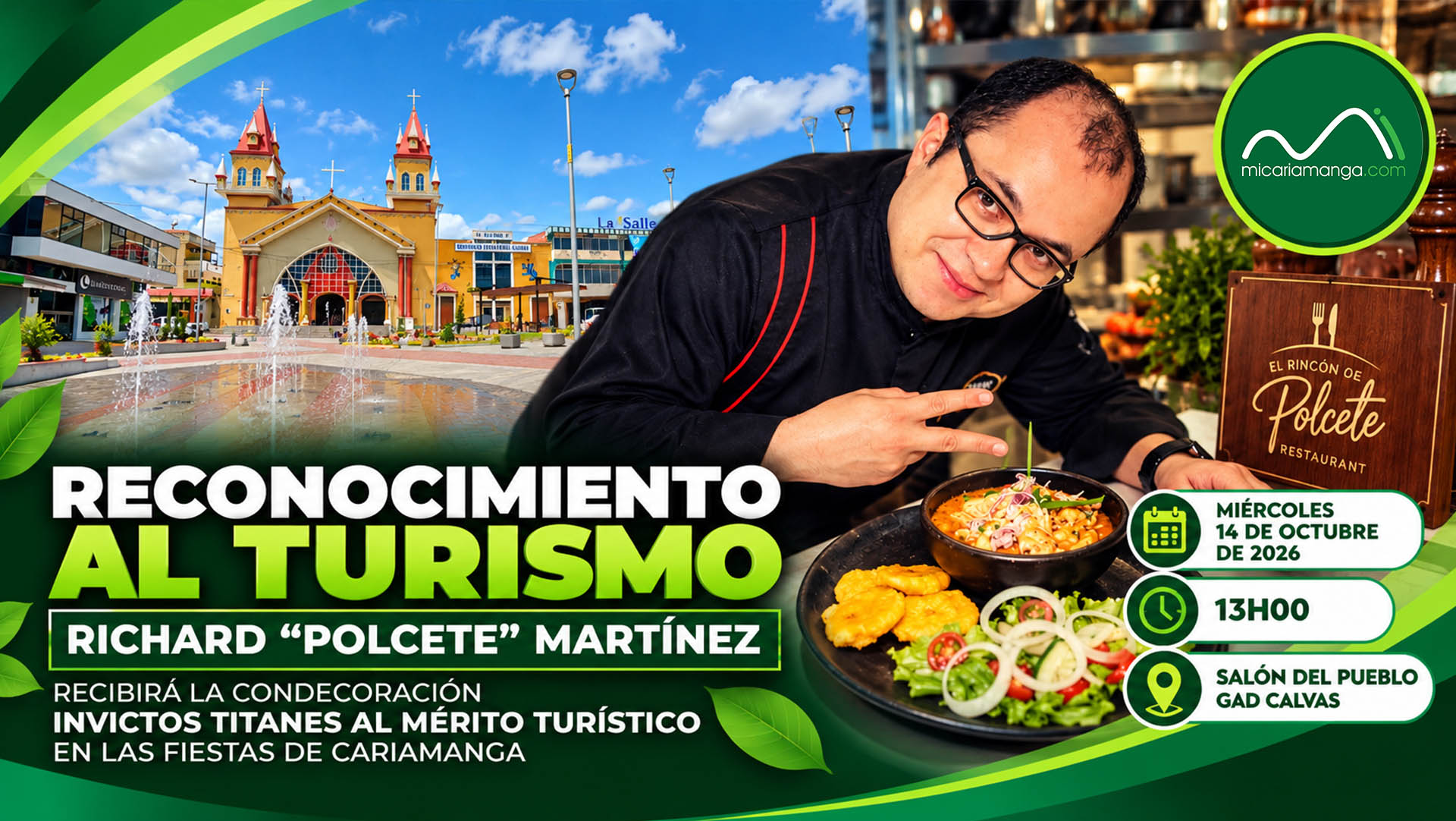 Richard Polcete Martínez Castillo, empresario gastronómico de Cariamanga que recibirá la condecoración Invictos Titanes al Mérito Turístico
