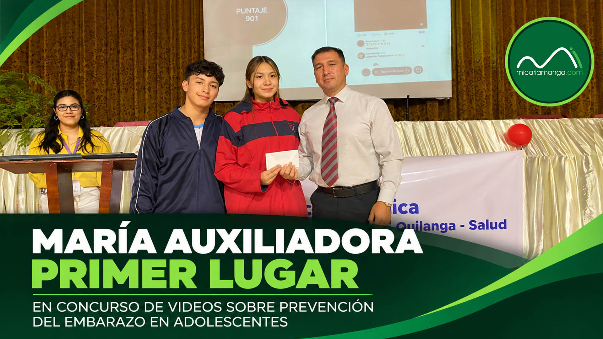 Estudiantes de la Unidad Educativa María Auxiliadora de Cariamanga reciben reconocimiento por el primer lugar en concurso interinstitucional de videos
